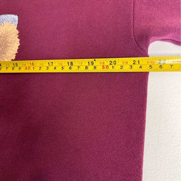 Vintage 1990s Competitor Sweatshirt Burgundy Overalls Bear WWJD Womens Medium - Picture 8 of 11